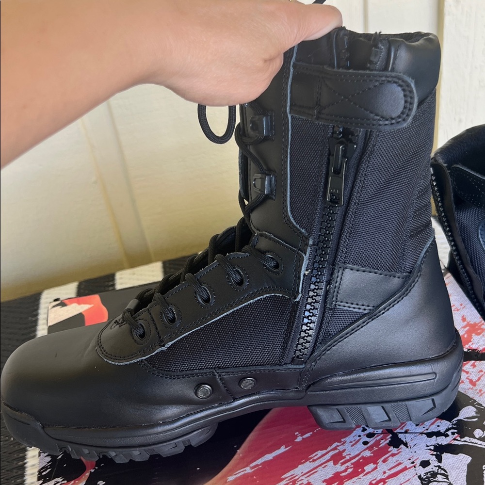 Men Black Tactical Boots size 11. Military style with zippers. - Picture 5 of 14